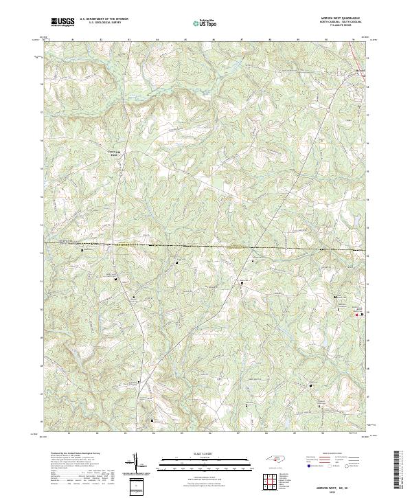Morven West, NC-SC — USGS 7.5-minute topo (2022)
