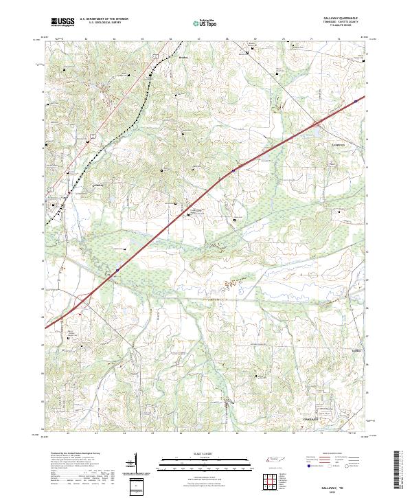Gallaway, TN — USGS 7.5-minute topo (2022)