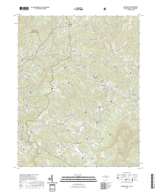 Baldwin Gap, NC-TN — USGS 7.5-minute topo (2022)