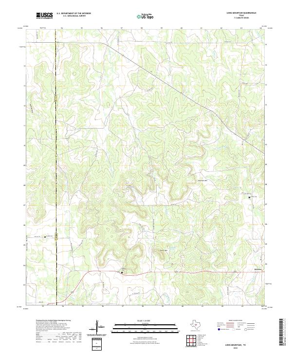 Long Mountain, TX — USGS 7.5-minute topo (2022)