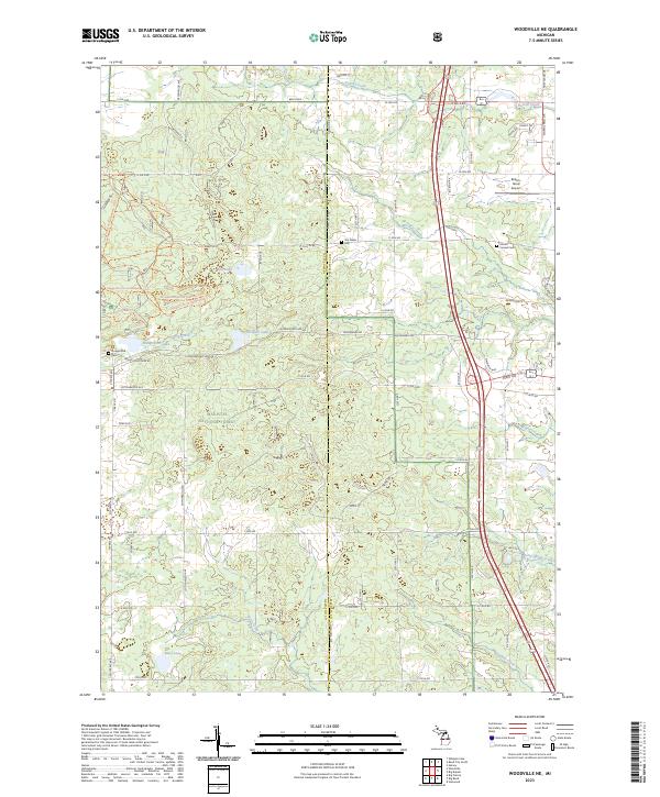 Woodville NE, MI — USGS 7.5-minute topo (2023)