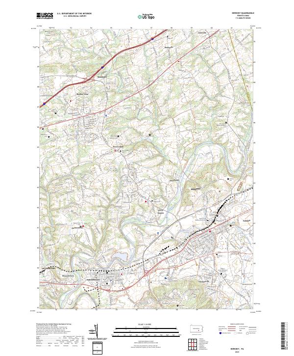 Hershey, PA — USGS 7.5-minute topo (2023)