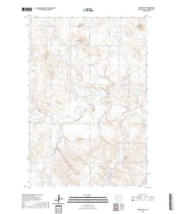 Cedar Butte, ND — USGS 7.5-minute topo (2024)