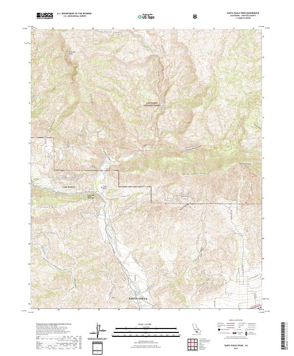 Santa Paula Peak, CA — USGS 7.5-minute topo (2021)