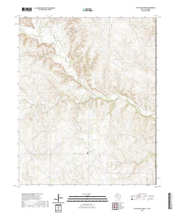 Little Wolf Creek, TX-OK — USGS 7.5-minute topo (2022)