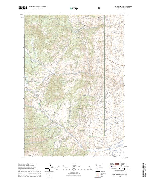 Twin Adams Mountain, MT — USGS 7.5-minute topo (2024)