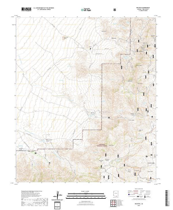Helvetia, AZ — USGS 7.5-minute topo (2021)