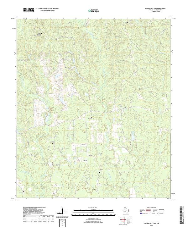 Kirkpatrick Lake, TX — USGS 7.5-minute topo (2022)
