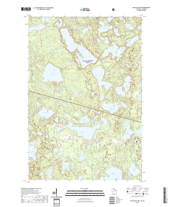 Black Oak Lake, WI-MI — USGS 7.5-minute topo (2022)