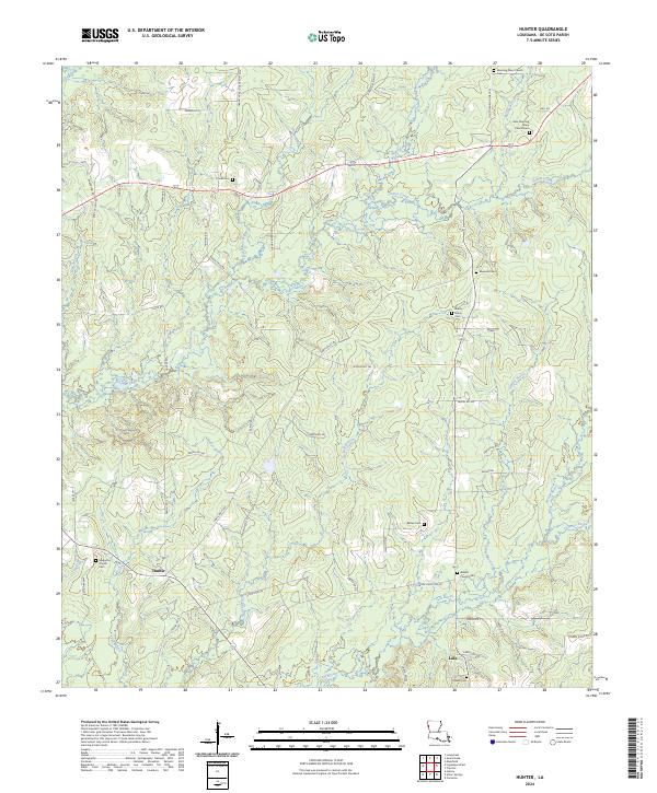 Hunter, LA — USGS 7.5-minute topo (2024)