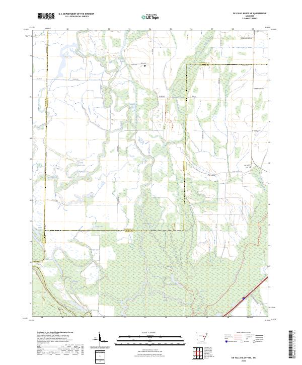 De Valls Bluff NE, AR — USGS 7.5-minute topo (2024)