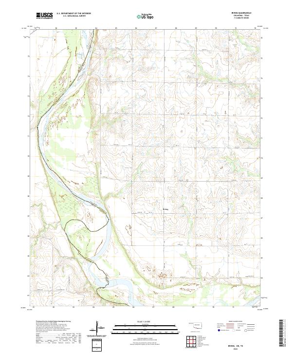 Irving, OK-TX — USGS 7.5-minute topo (2022)