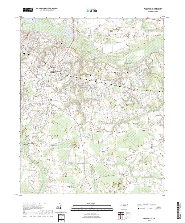 Greenville SE, NC — USGS 7.5-minute topo (2022)