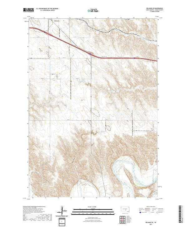 Reliance SE, SD — USGS 7.5-minute topo (2021)