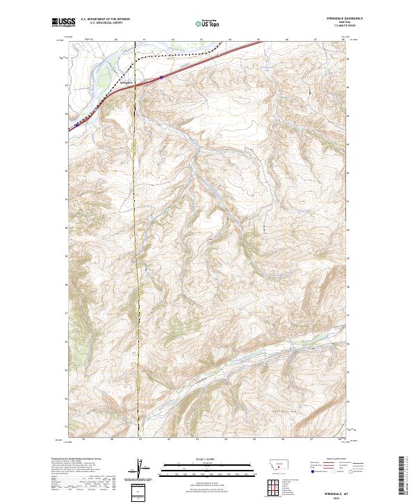 Springdale, MT — USGS 7.5-minute topo (2024)