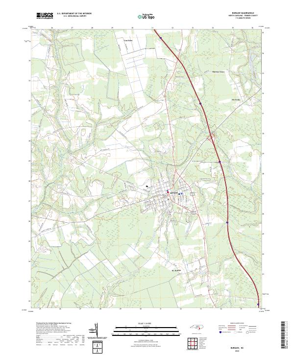 Burgaw, NC — USGS 7.5-minute topo (2022)