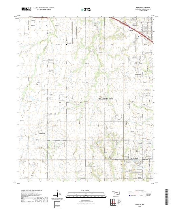 Minco NE, OK — USGS 7.5-minute topo (2022)