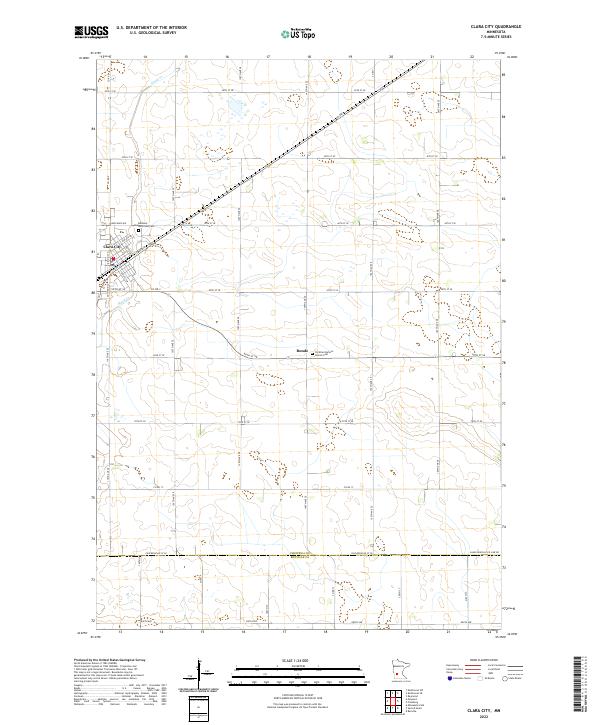 Clara City, MN — USGS 7.5-minute topo (2022)