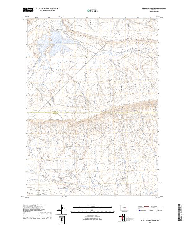 Bates Creek Reservoir, WY — USGS 7.5-minute topo (2023)