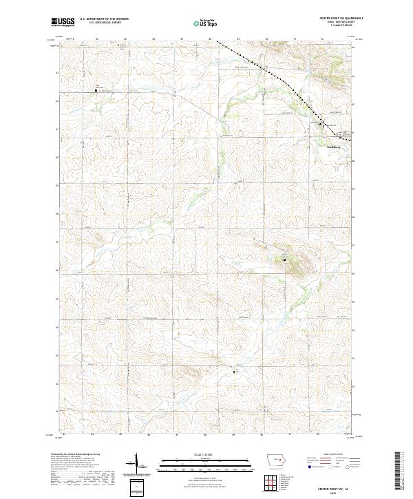 Center Point SW, IA — USGS 7.5-minute topo (2022)