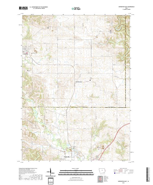 Hopkinton East, IA — USGS 7.5-minute topo (2022)