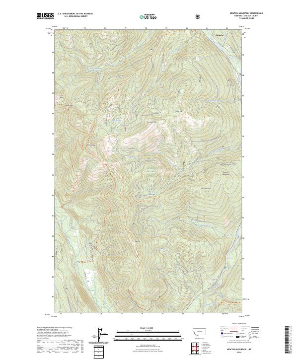 Newton Mountain, MT — USGS 7.5-minute topo (2024)