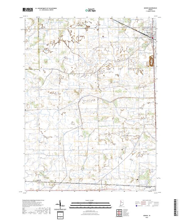 Monon, IN — USGS 7.5-minute topo (2022)