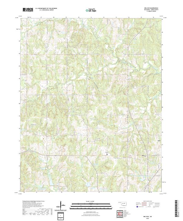 Bellvue, OK — USGS 7.5-minute topo (2022)