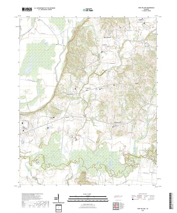 Fort Pillow, TN — USGS 7.5-minute topo (2022)