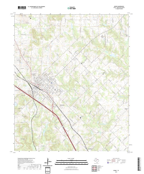 Bowie, TX — USGS 7.5-minute topo (2022)