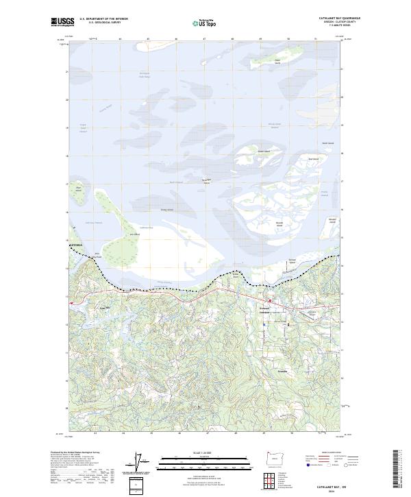 Cathlamet Bay, OR — USGS 7.5-minute topo (2024)