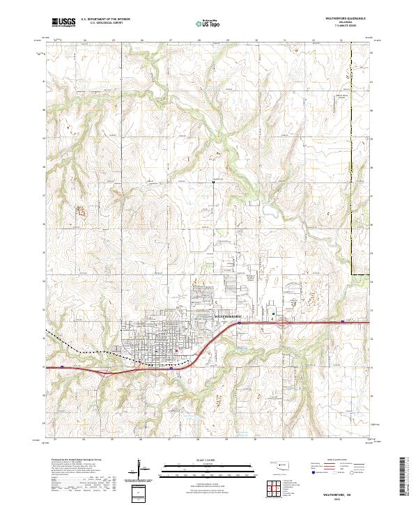 Weatherford, OK — USGS 7.5-minute topo (2022)