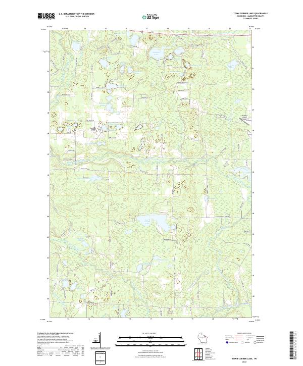 Town Corner Lake, WI — USGS 7.5-minute topo (2022)