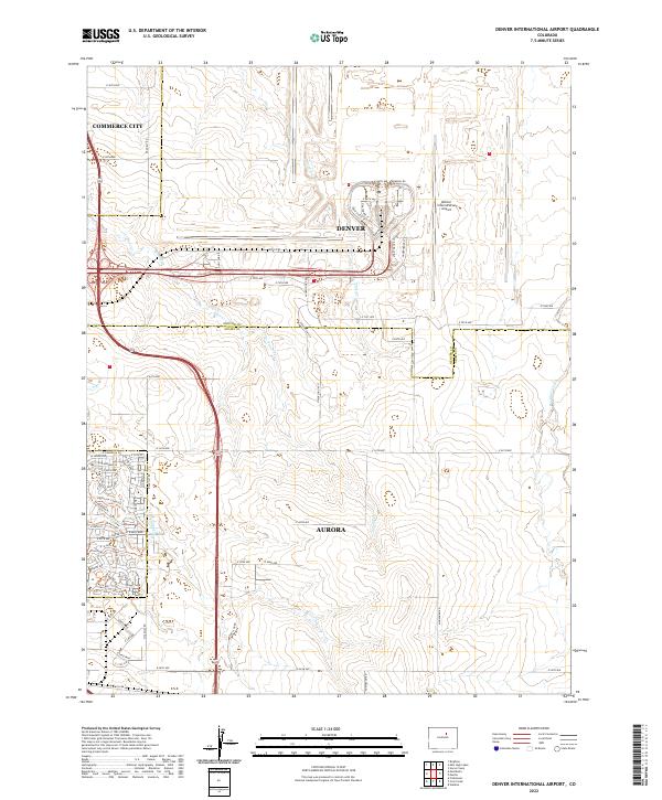 Denver International Airport, CO — USGS 7.5-minute topo (2022)