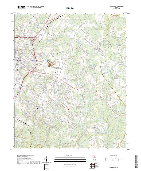 Athens East, GA — USGS 7.5-minute topo (2024)