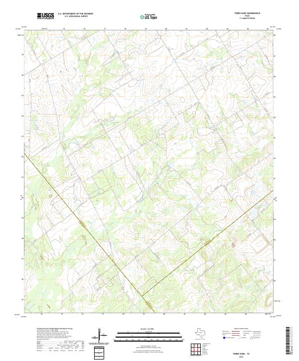 Three Oaks, TX — USGS 7.5-minute topo (2022)