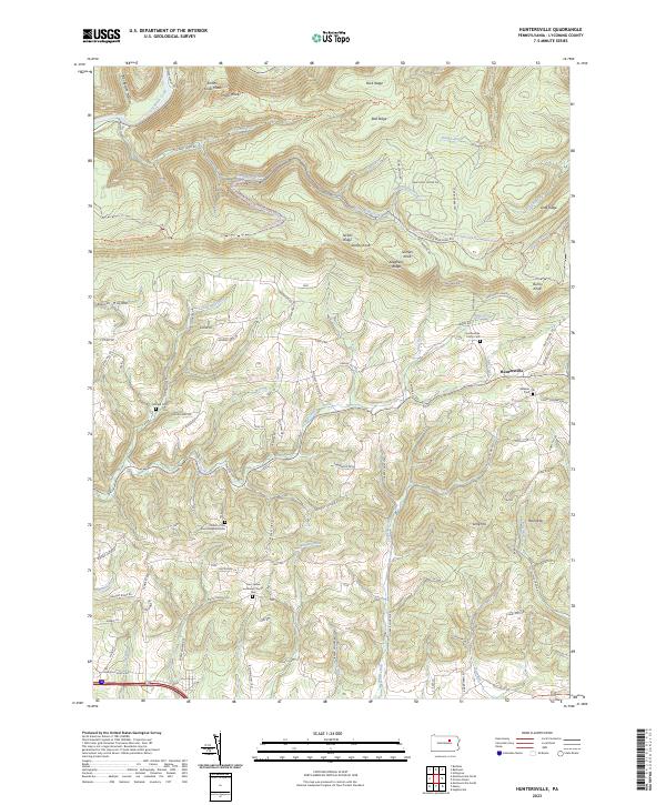Huntersville, PA — USGS 7.5-minute topo (2023)