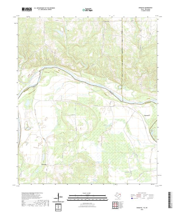 Kiomatia, TX-OK — USGS 7.5-minute topo (2022)