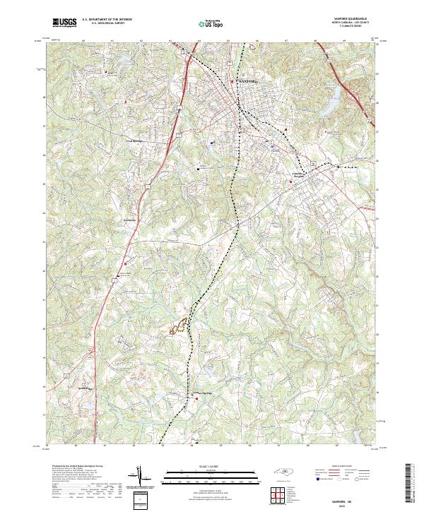 Sanford, NC — USGS 7.5-minute topo (2022)