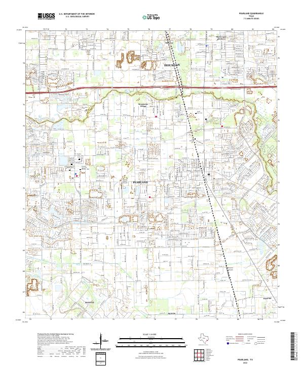 Pearland, TX — USGS 7.5-minute topo (2022)
