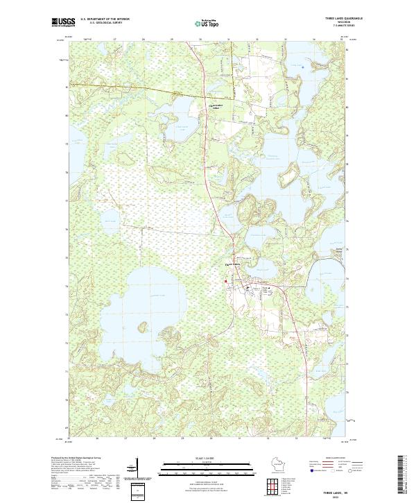 Three Lakes, WI — USGS 7.5-minute topo (2022)