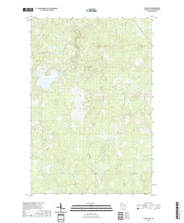 Lyman Lake, WI — USGS 7.5-minute topo (2022)