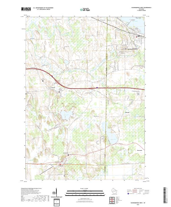 Oconomowoc West, WI — USGS 7.5-minute topo (2022)