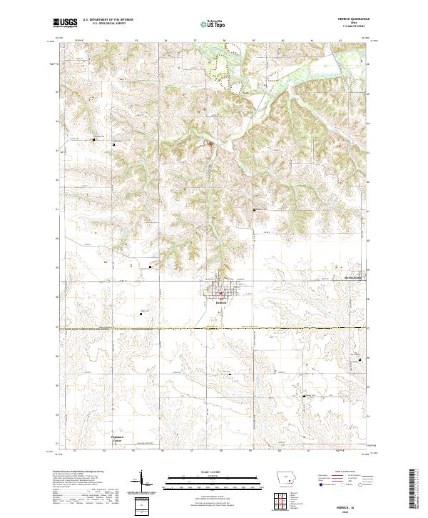 Hedrick, IA — USGS 7.5-minute topo (2022)