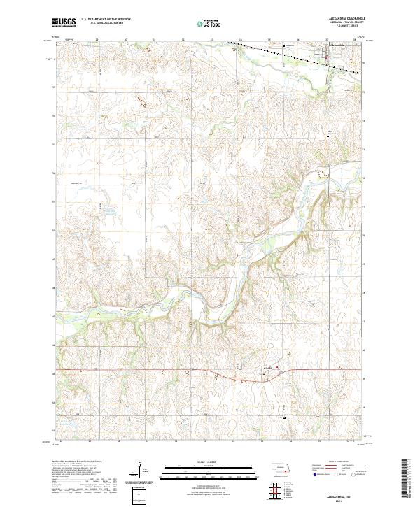 Alexandria, NE — USGS 7.5-minute topo (2021)