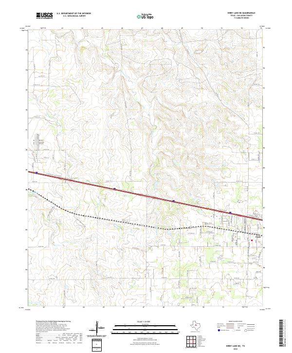 Kirby Lake NE, TX — USGS 7.5-minute topo (2022)