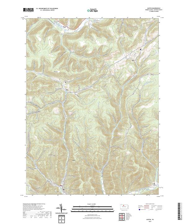 Austin, PA — USGS 7.5-minute topo (2023)