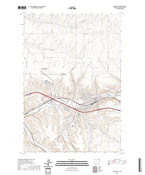 Pendleton, OR — USGS 7.5-minute topo (2024)