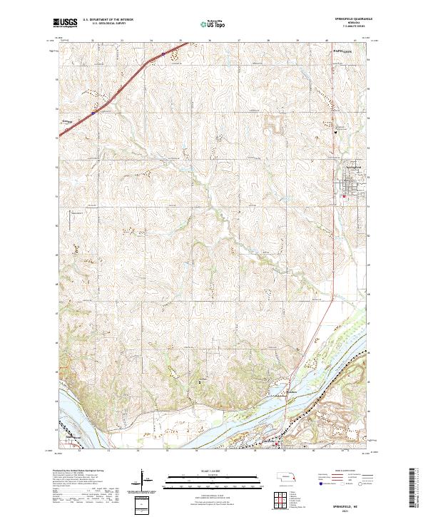 Springfield, NE — USGS 7.5-minute topo (2021)
