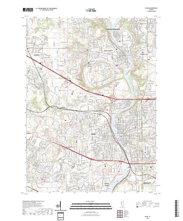 Elgin, IL — USGS 7.5-minute topo (2024)